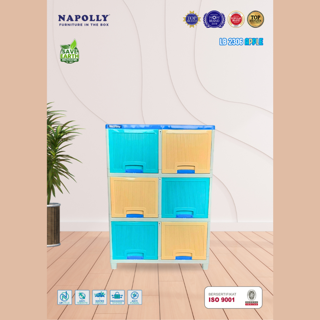 Napolly - Loker Box Plastik - LB 2306 APPLE/LEMON - lemari barang awet kokoh anti air warna cerah 3 