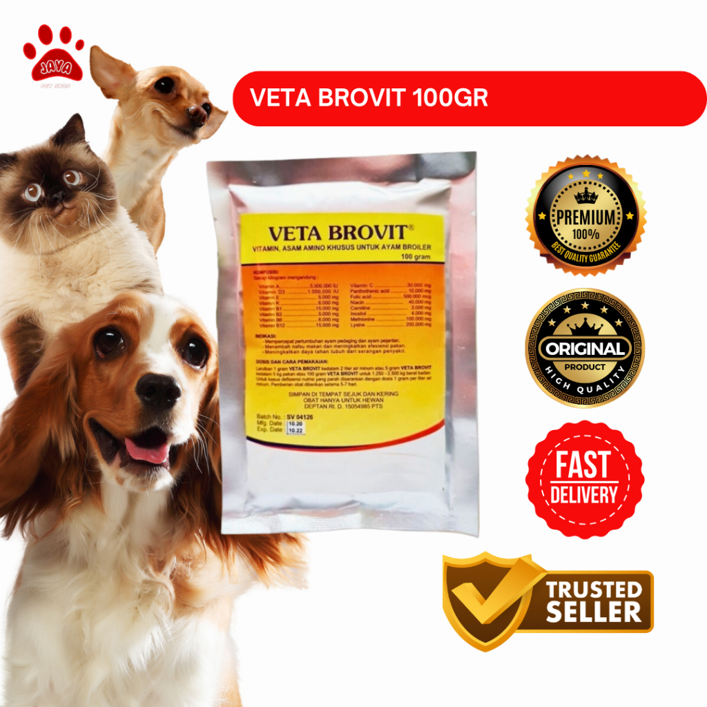 Veta Brovit 100 gram - Vitamin Asam Amino Untuk Ayam Broiler