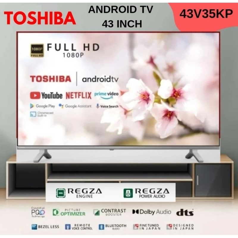 TOSHIBA 43 inch FULL HD ANDROID TV 43V35KP FREE BRACKET Garansi Resmi/ Toshiba Android TV 43 inci