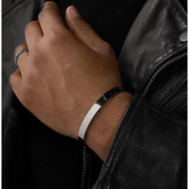 gelang tangan baja putih pria model plat tipis C / gelang pria anti karat terbaru