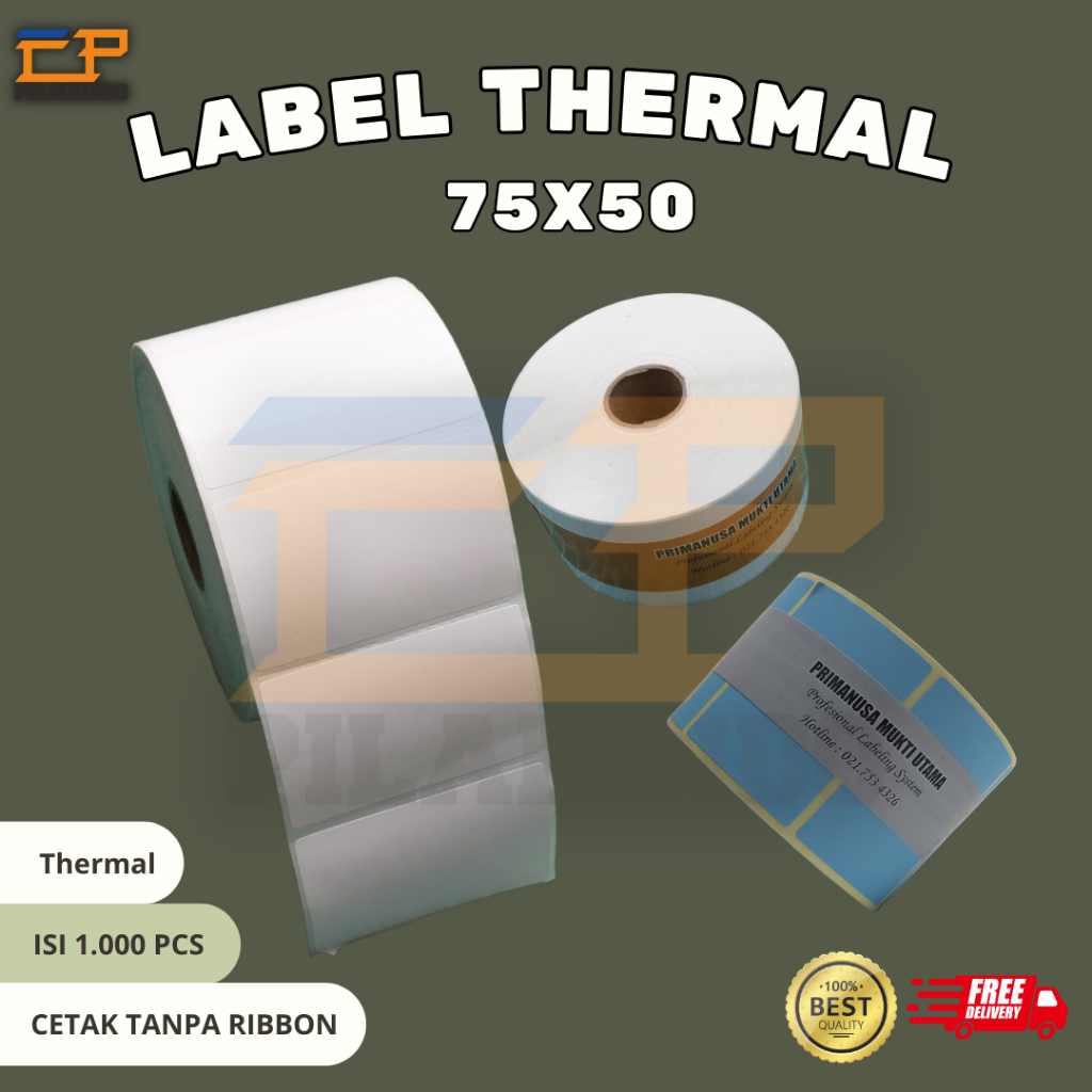 

Label Sticker Barcode 75X50 mm Thermal Kertas Barcode 75 X 50