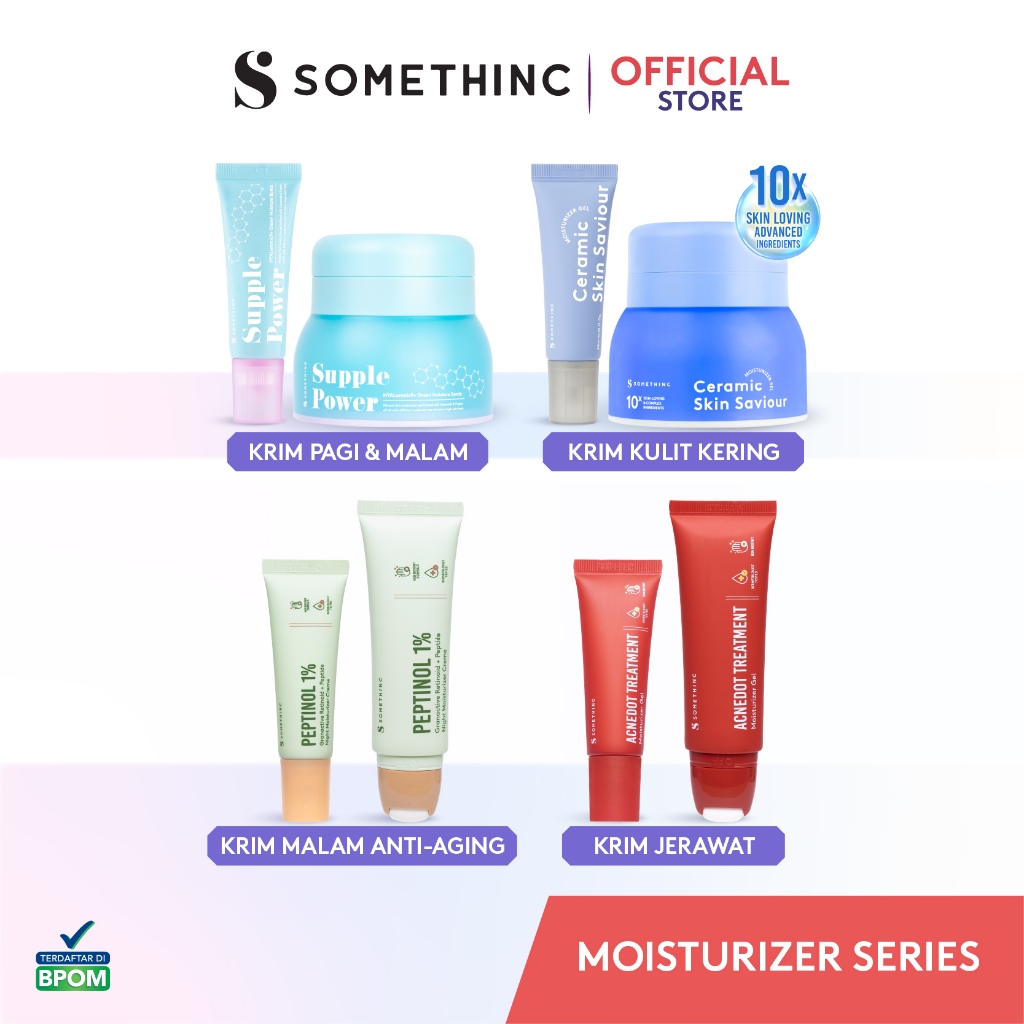 SOMETHINC Moisturizer Series (Ceramic Skin Saviour, Supple Power Bomb, Skin Goals Moisturizer, Acned