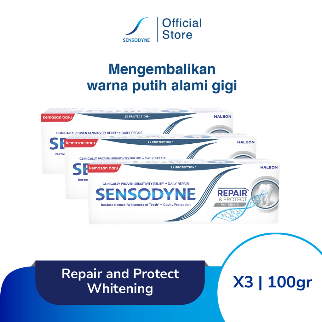 Sensodyne Toothpaste Pasta Gigi Sensitif Repair & Protect Memperbaiki Secara Menyeluruh + Gigi Putih