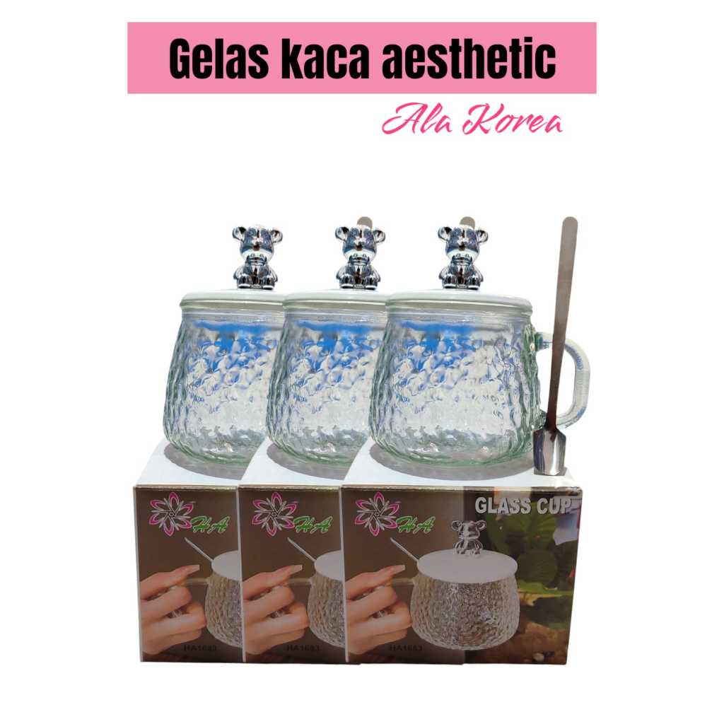 Gelas Kaca Aesthetic Ala Korea - Toserba Gadjah - Ekonomis  GD 502