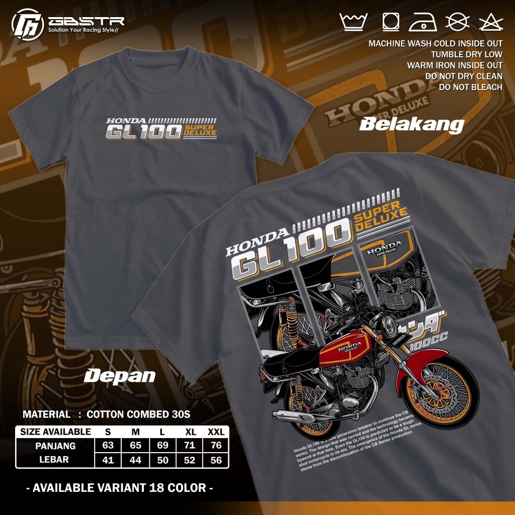 Kaos Racing Honda GL 100 Super Deluxe Baju Disto Motor Herex Honda Gank Tshirt Otomotif GBA2066