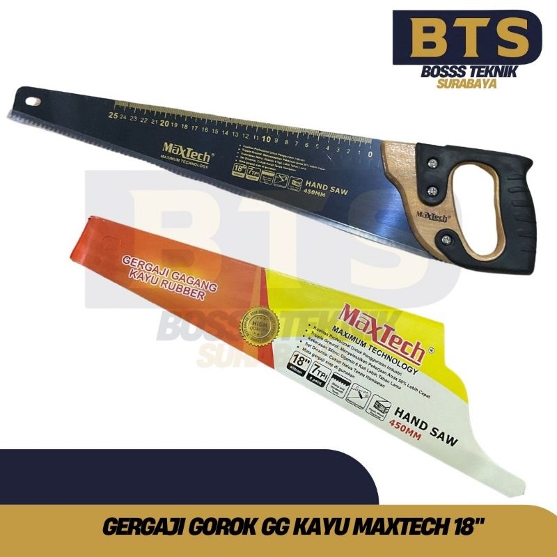 Gergaji kayu triplek 18" inch maxtech gagang kayu lapis karet gergaji triplek handle karet graji