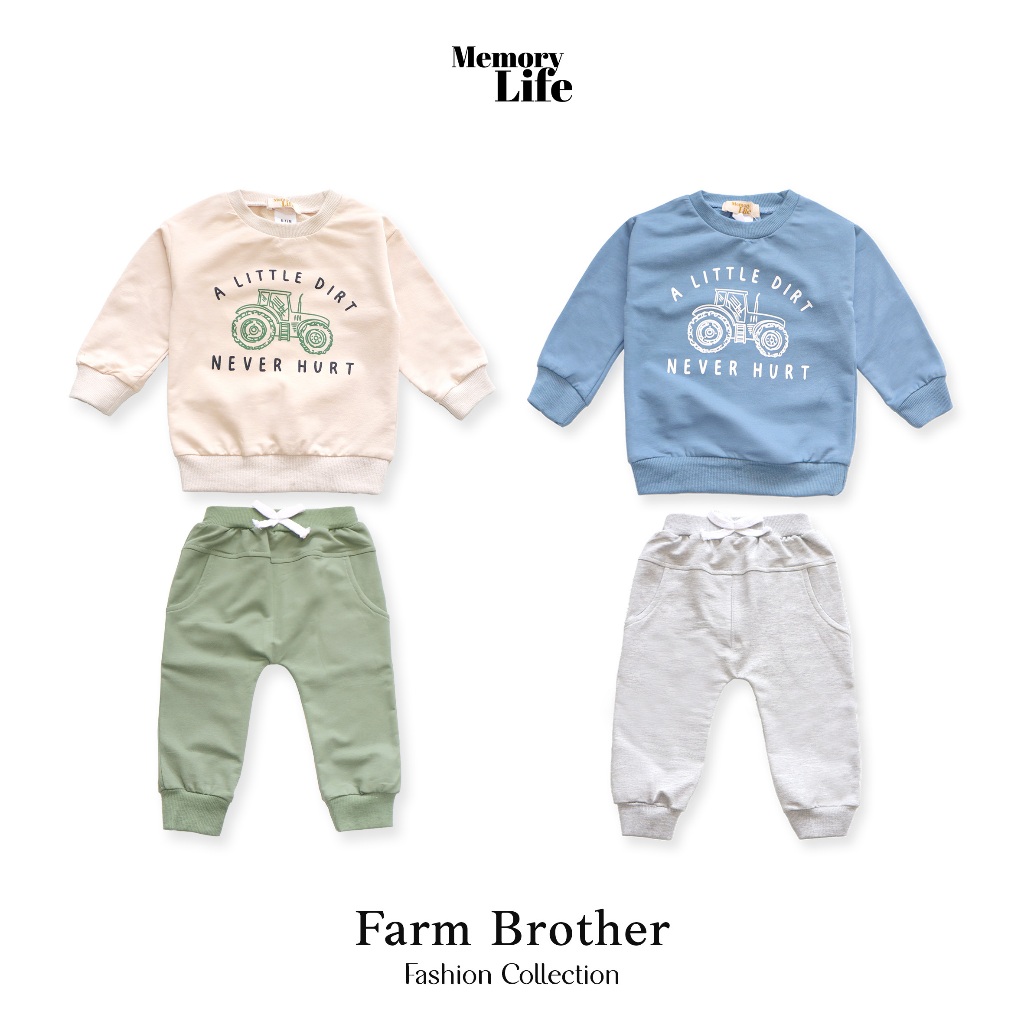 MemoryLife - Farm Brother Set | Setelan Anak Premium Umur 6 Bulan  - 3 Tahun