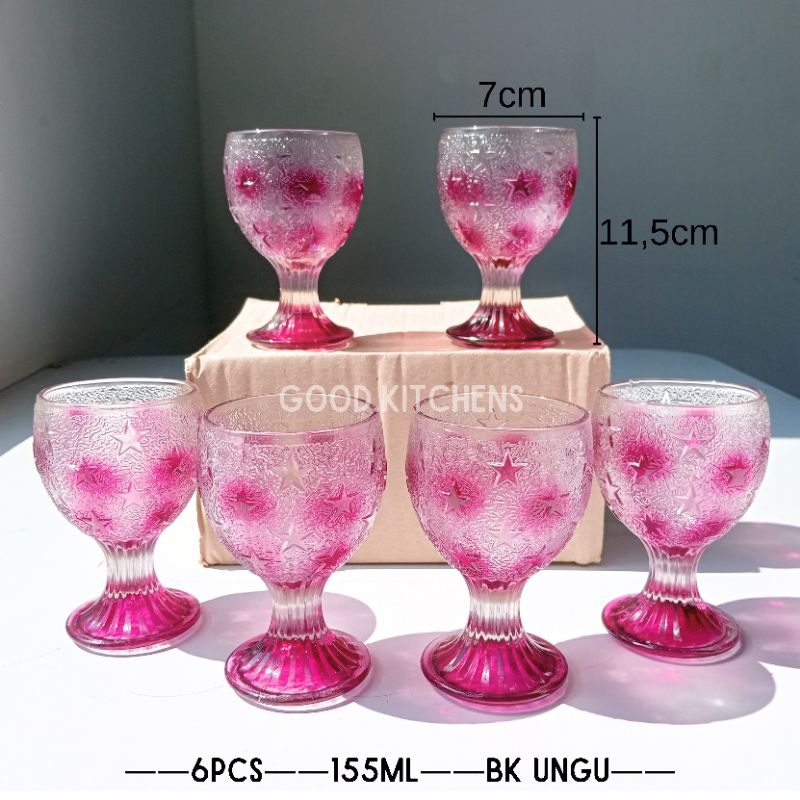 G232 [6 PCS] GELAS SLOKI BINTANG KACA GELAS KAKI GELAS SOUVENIR GELAS KOPI GELAS MINUM GELAS