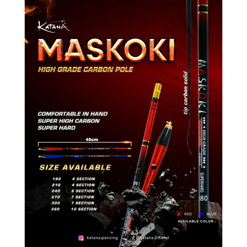 Joran Tegek Ros pendek carbon Katana Maskoki super hard