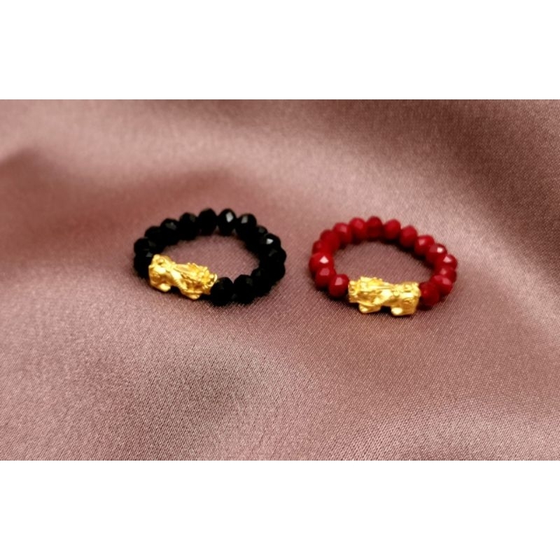 Cincin Tali Batu Crystal Naga 24K