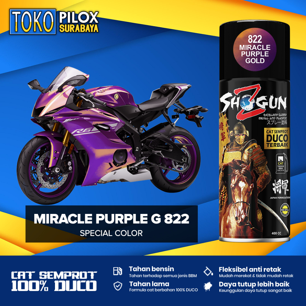 Cat Semprot Duco Ungu Bunglon Emas - Shogun Z Duco Miracle Purple Gold 822 - Cat Otomotif/Aksesoris