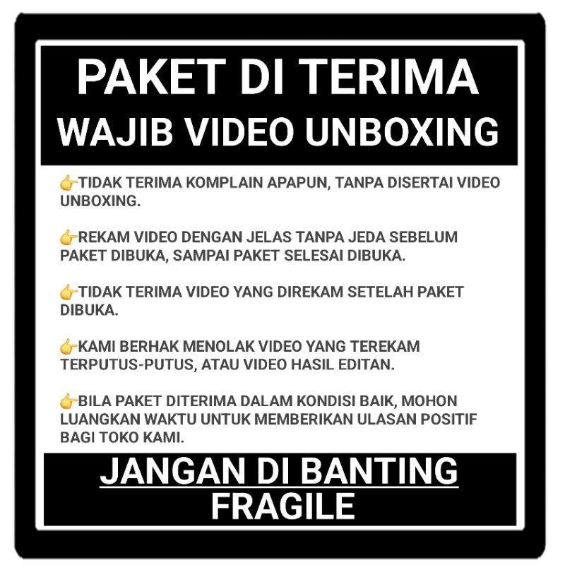 

Stiker Paket Di Terima Wajib Video Unboxing