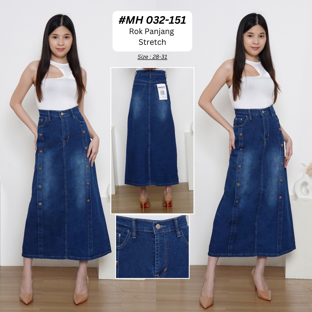 Rok Jeans Panjang Wanita Maxi Highwaist Rok Span Denim Rok Jeans Melar Premium