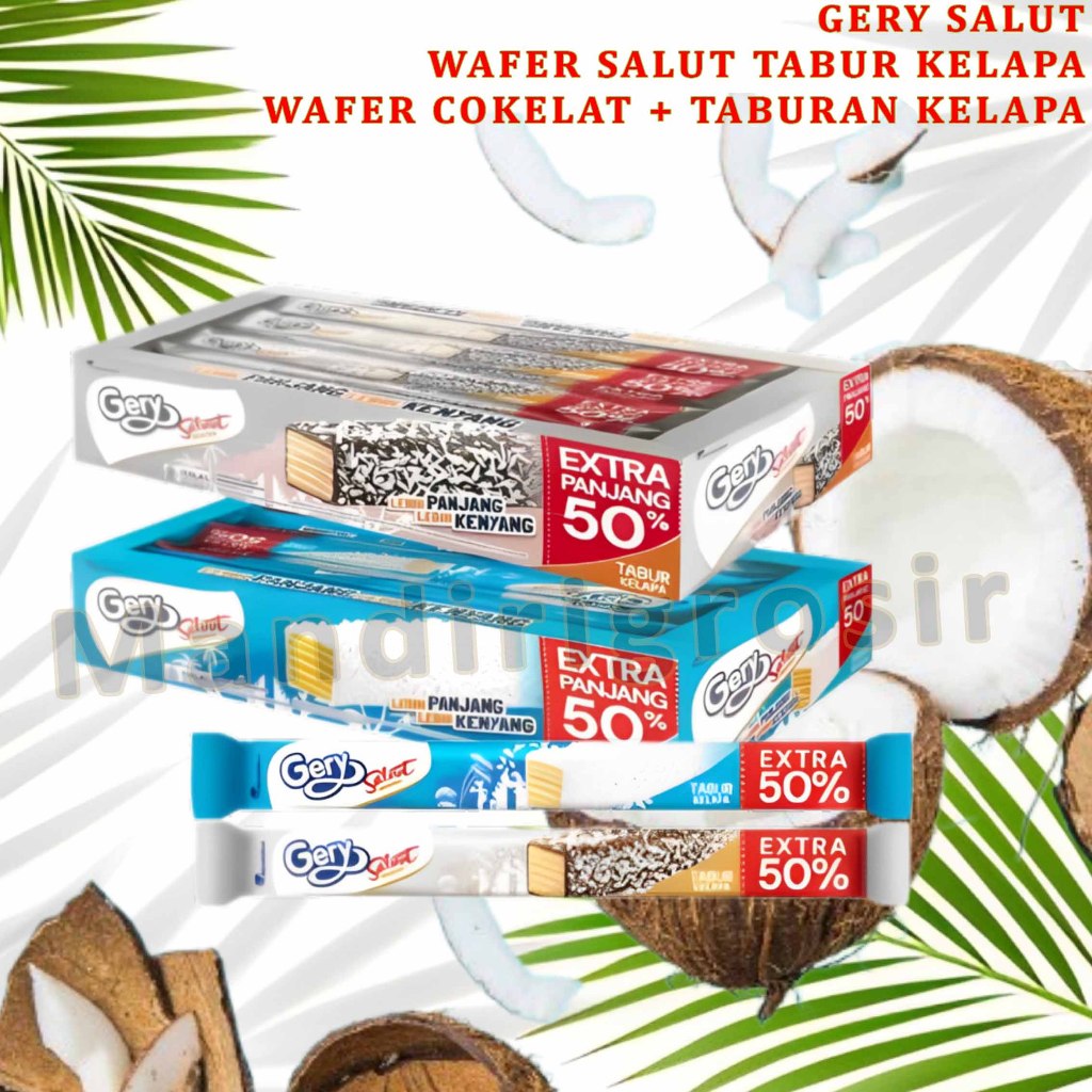 

Wafer Tabur Kelapa * Gery Salut Wafer * Wafer Salut Coklat Dengan Taburan Kelapa * 1box 12pcs