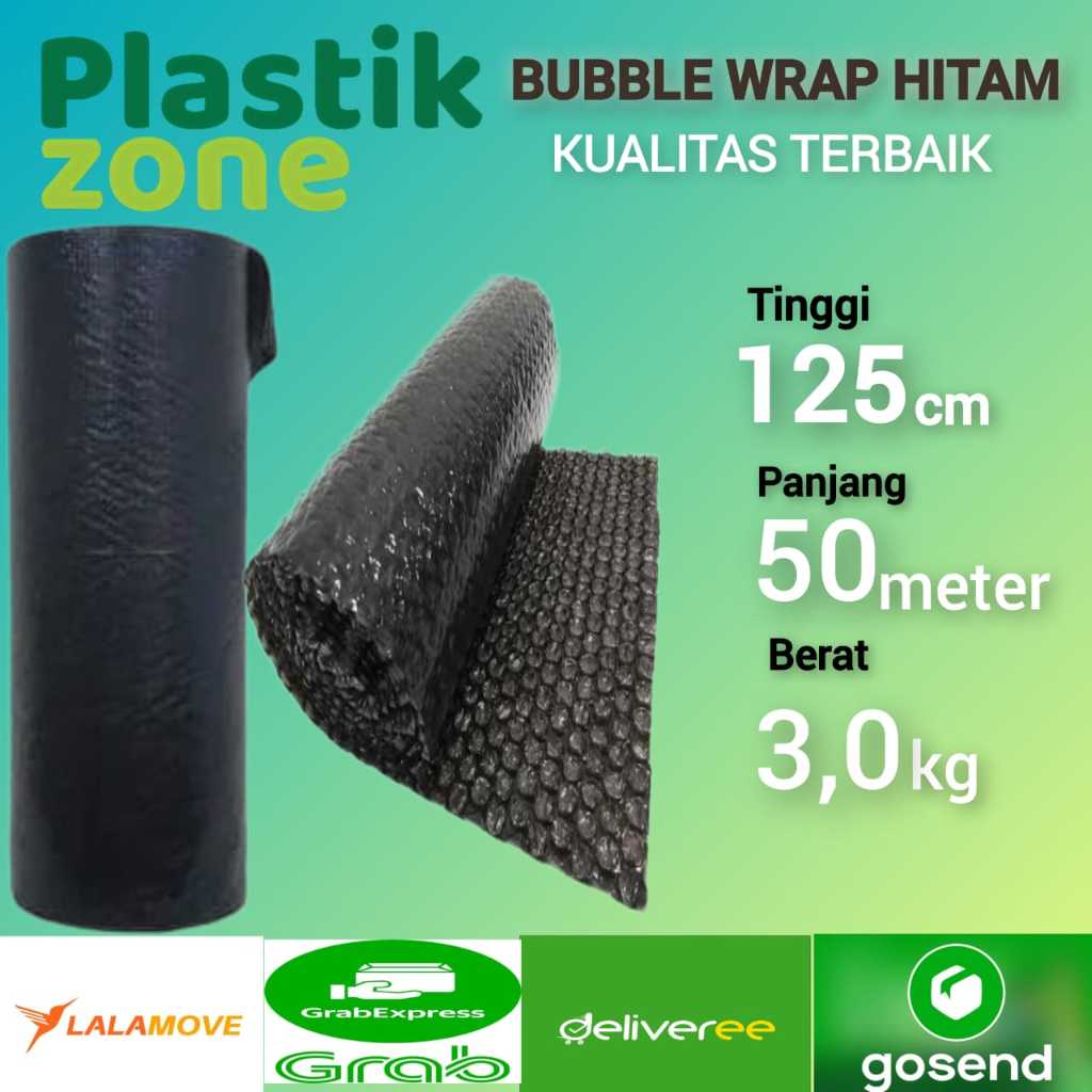 

*PLASTIK ZONE* Bubble Wrap Non Core / Tanpa Gelembung 125CM X 50M X 3,0Kg Tebal Hitam Kualitas Terbaik