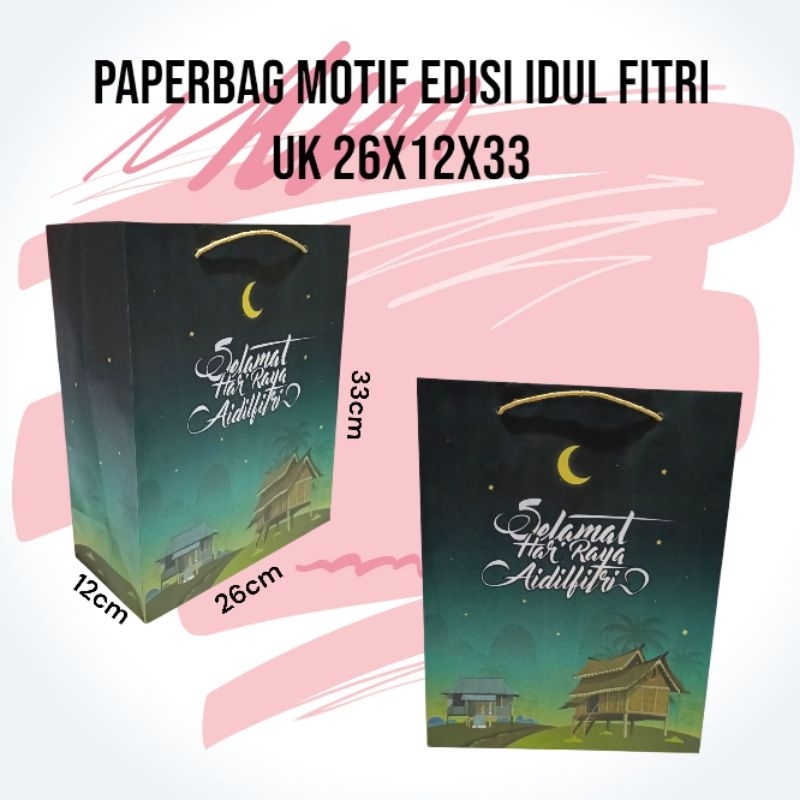 

Paper bag motif edisi idul Fitri uk 26x12x33 - Bingkisan parcel, sembako,dll.