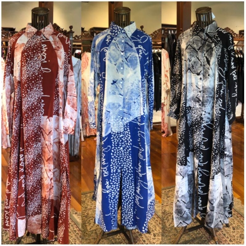 Loose dress all size ld 110 rayon batik abstrak kancing depan dian pelangi official pekalongan