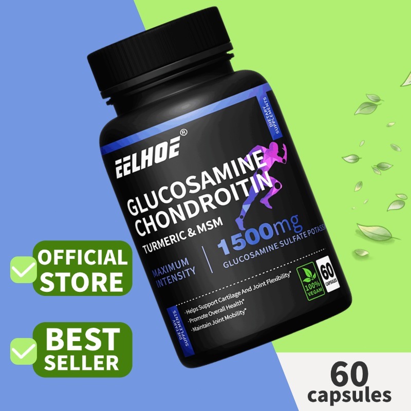 EELHOE Glucosamine Chondroitin + Kunyit 1500 mg - Mendukung kesehatan tulang, sendi, kuku, rambut