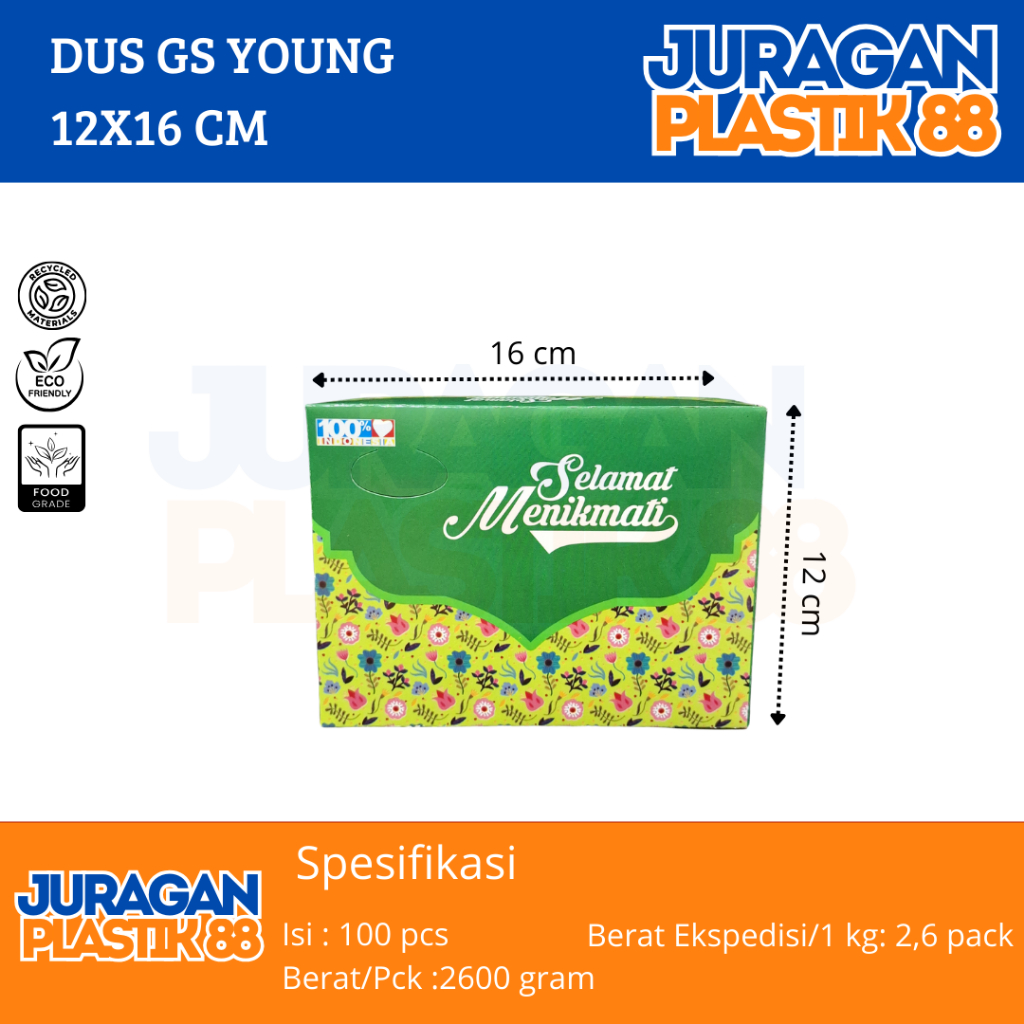

Box Snack 12x16 Dus Kotak Kue Roti Motif Young Uk 12 X 16