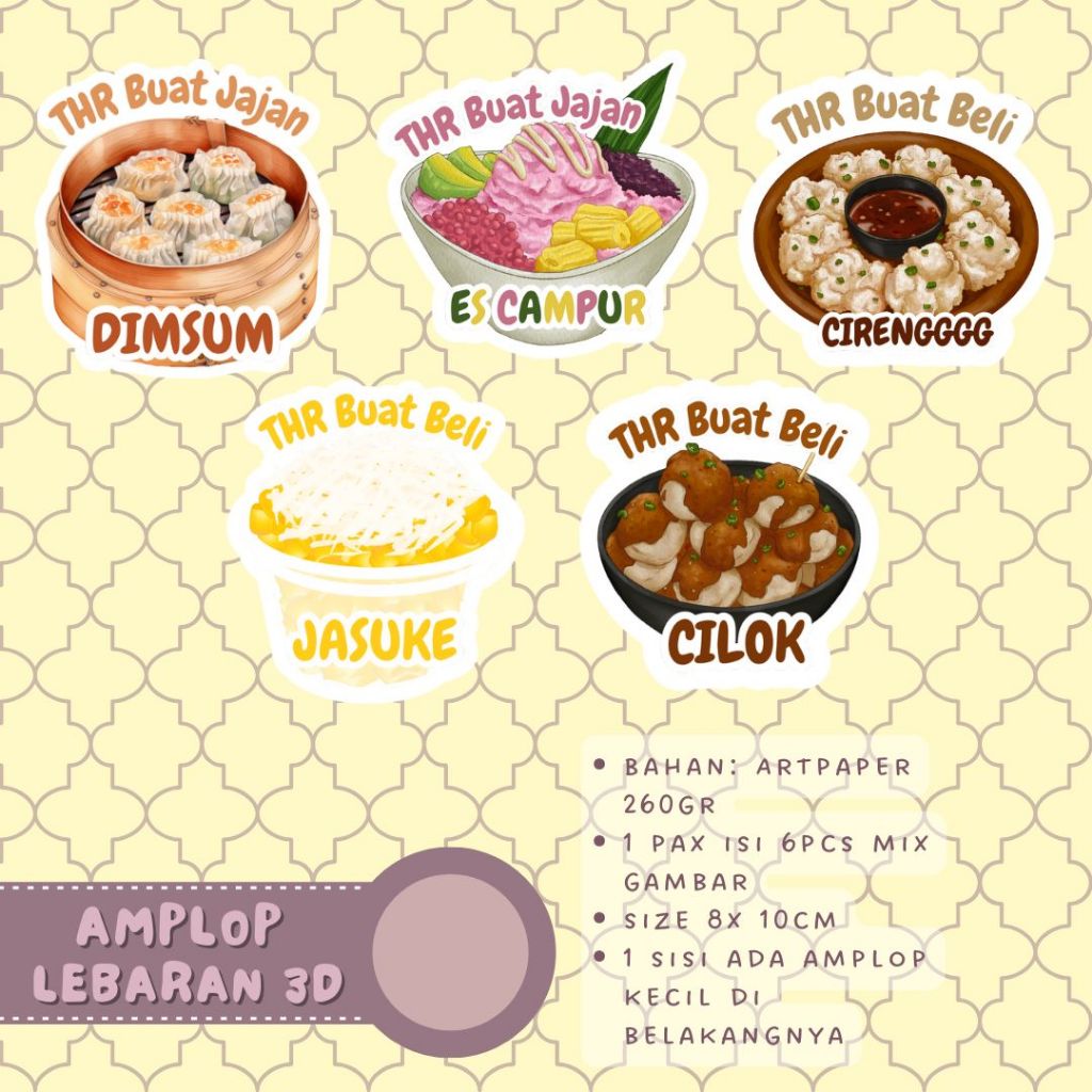 

Amplop Lebaran 3D Kue Lebaran Series Lucu Unik | Amplop makanan indonesia | Amplop Lucu | Amplop Karakter