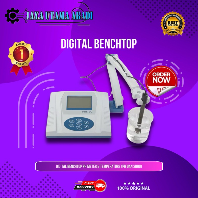 Digital benchtop pH meter & temperature (pH dan suhu)