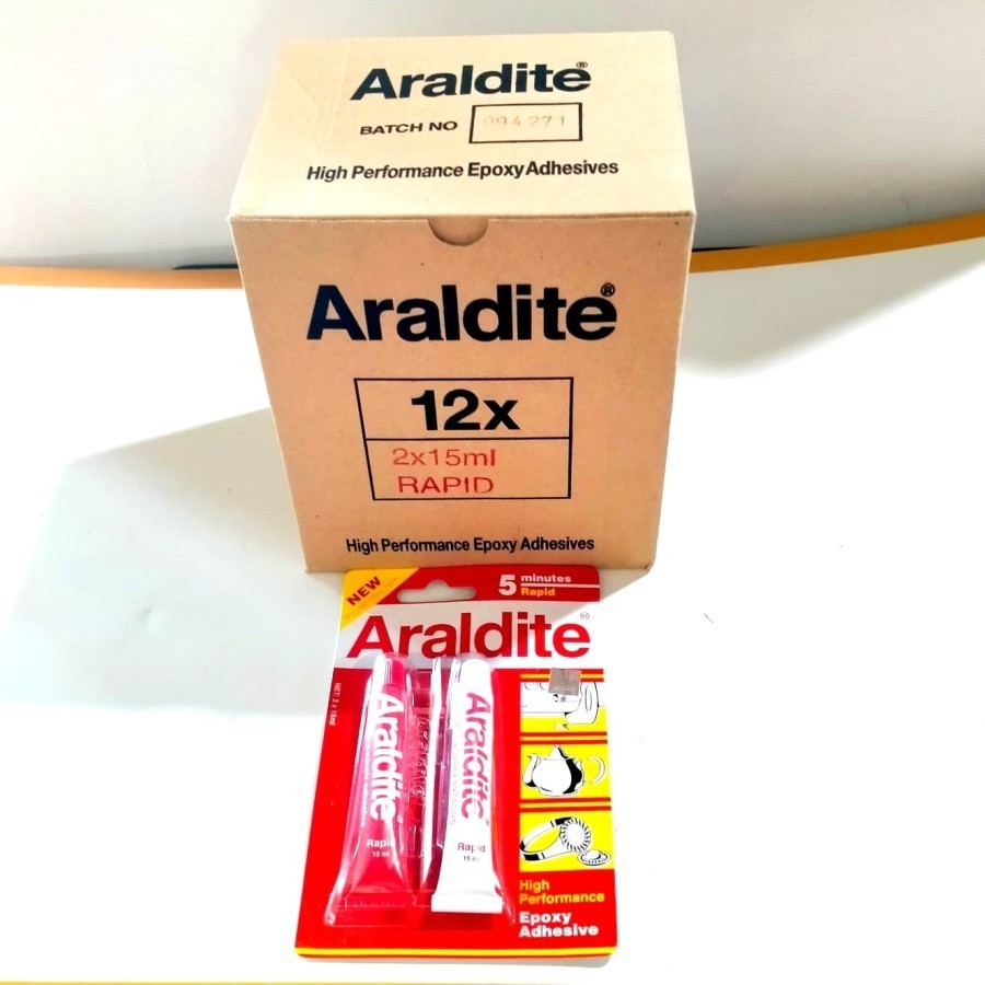 

Lem Araldite Rapid Merah 2x15ml/Lem Besi Epoxy Adhesive 5 Minutes ORI