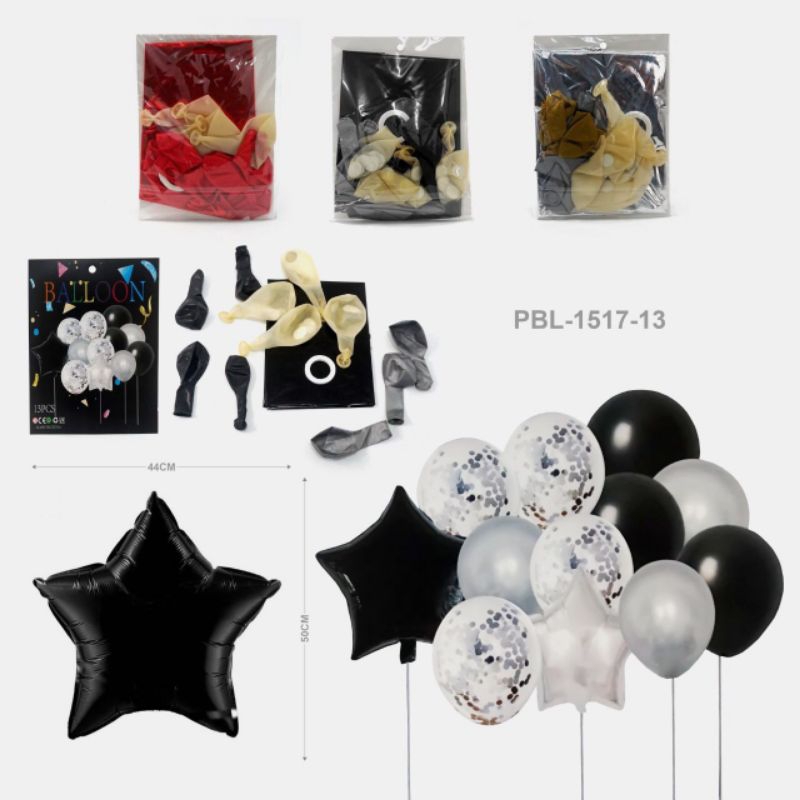Balon bintang / balon gold / balon black / balon red / balon merah / balon hitam / balon putih / bal