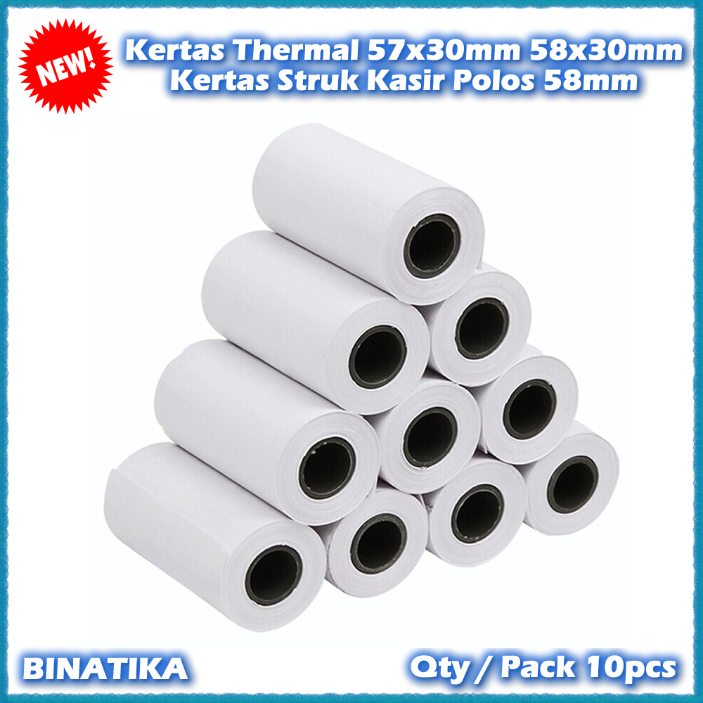 

Kertas Thermal 57x30mm 58x30mm Coreless Paper Thermal Paper Kertas Struk Kasir Polos 58mm