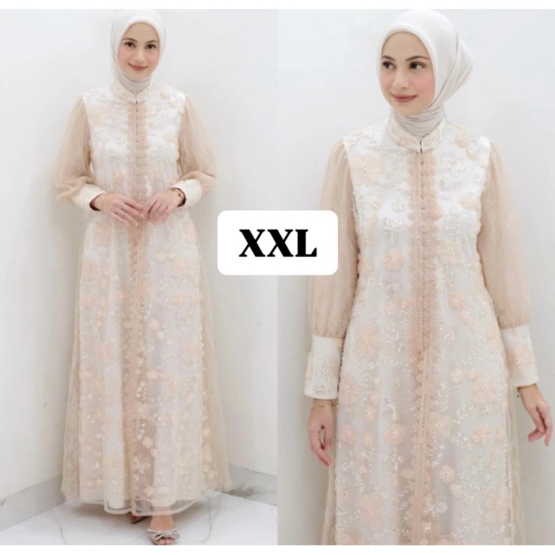 READY KIRIM NADINE DRESS NUDE PEACH XXL AURORA DRESS SPECIAL EDITION SIGNATURE BY SARAH BLACK PINK S