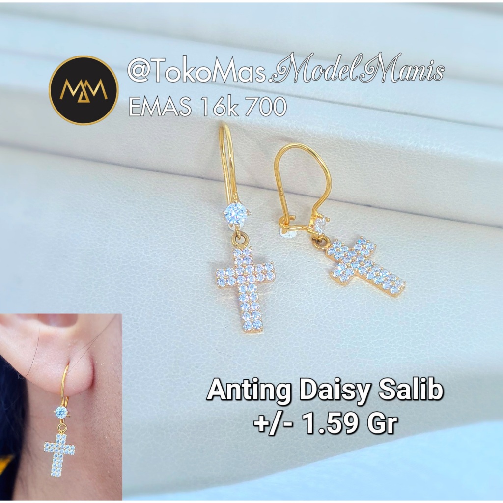 Anting Daisy Salib Kuning 700 kadar 16k