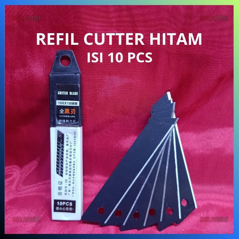 

(1Pack Isi 10Pcs) Isi Refil Mata Pisau Cutter Besi Hitam Besar 100mm × 18mm