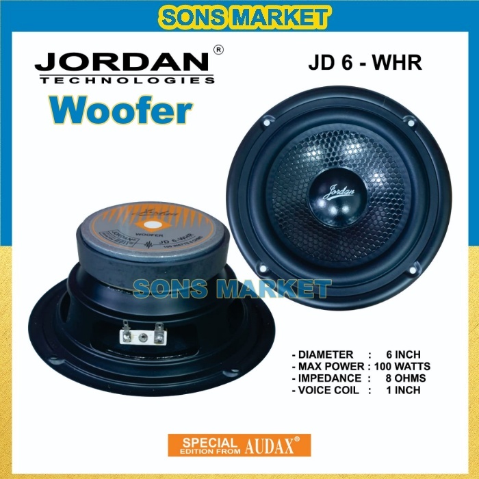 SPEAKER JORDAN AUDAX 6in 6 inch WOOFER JD 6 WHR 100 WATT ORIGINAL