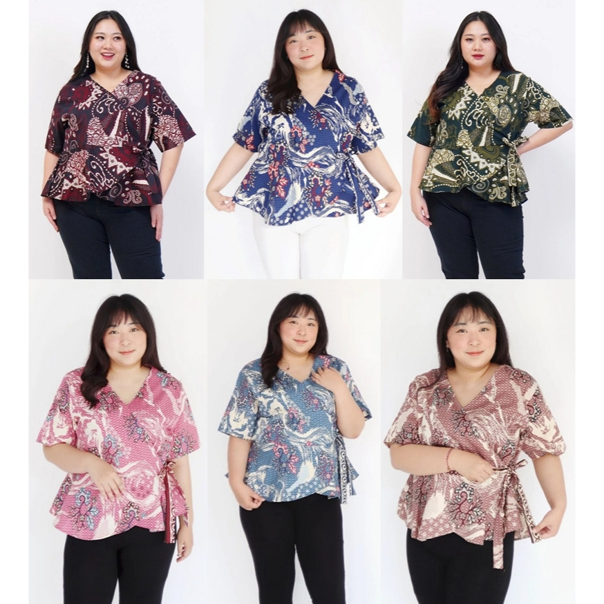 BAJU BLOUSE BATIK MODERN WANITA BIG SIZE JUMBO 628 XXL XXXL PREMIUM KEKINIAN LD 120 CM BAJU HAMIL KE