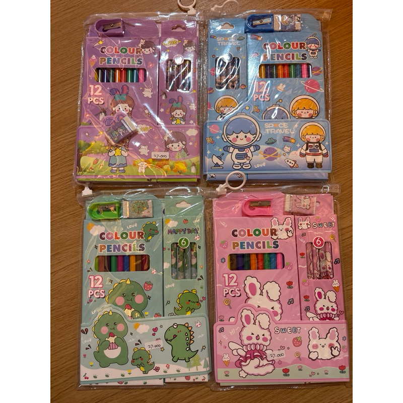 

colour pencils 12pcs pensil warna, 6 pcs pensil, 12 lembar buku warna mewarnai