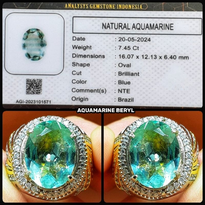 natural batu Aquamarine brazil ( asli NTE YA )