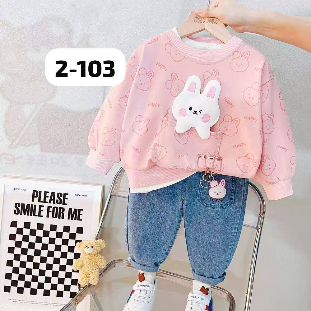 BAJU IMPORT SETELAN ANAK LENGAN PANJANG BAJU SWETER BAWAHAN JEANS PANJANG   / BAJU STYLE ALA KOREA A