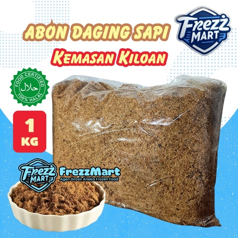 

Abon Daging Sapi 1kg Murah Halal Topping Isian Roti Cemilan Lauk Makanan