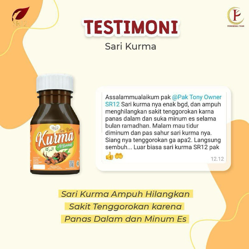 

RB22 SARI BUAH KURMA SR12 SUPLEMEN NUTRISI IBU HAMIL DAN MENYUSUI MENINGKATKAN TROMBOSIT MENGATASI