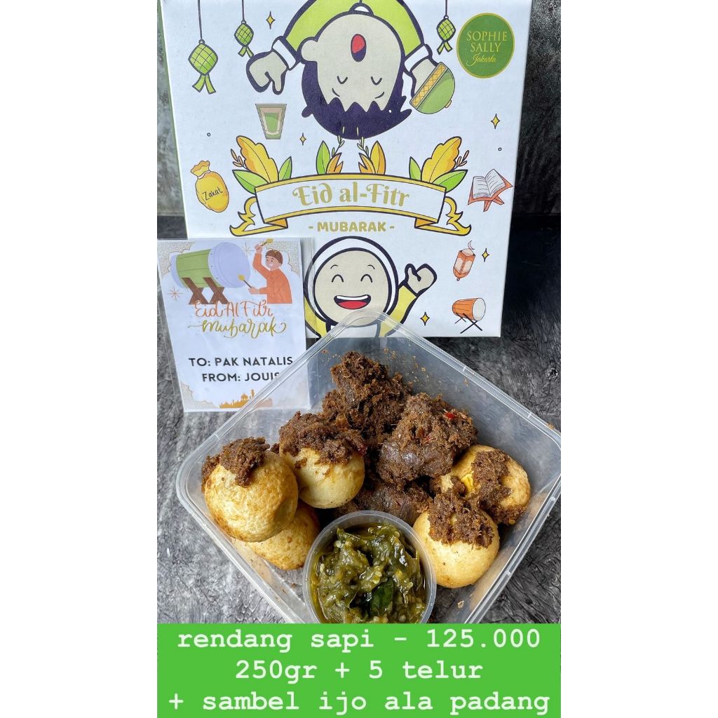 

Rendang Sapi 250gr + Telur Sambel Ijo ala Padang Hampers Idul Fitri / Paket Lebaran - READY