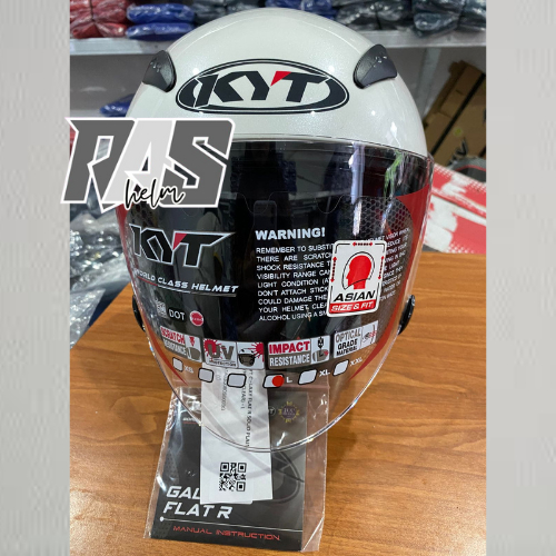 HELM KYT GALAXY FLAT R WHITE|MOTIF|ORIGINAL HELM HALF FACE TERBARU |HLM KYT DOBLE VISOR SNI DAN DOT