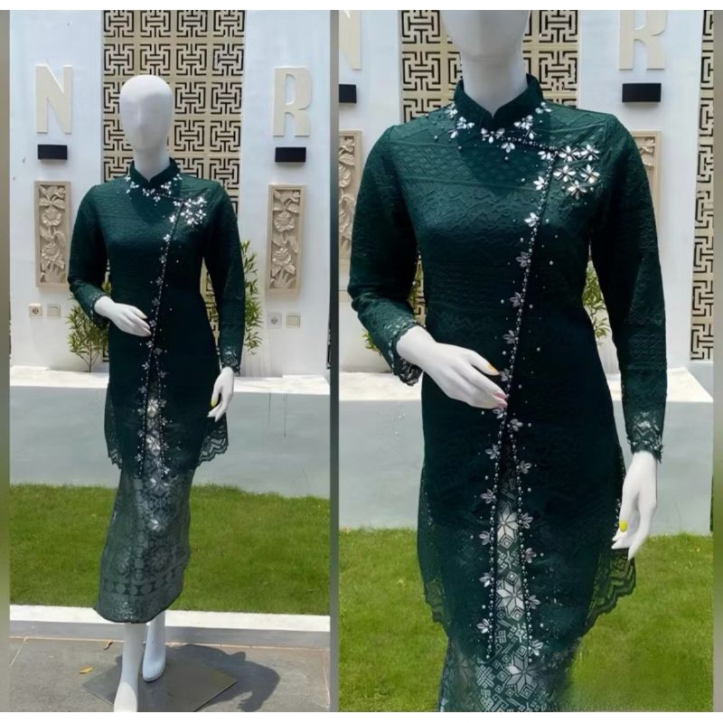 ￼stelan kebaya brokat payet mewah untuk kondangan/kebaya moderen aesthetic bahan brokat premium