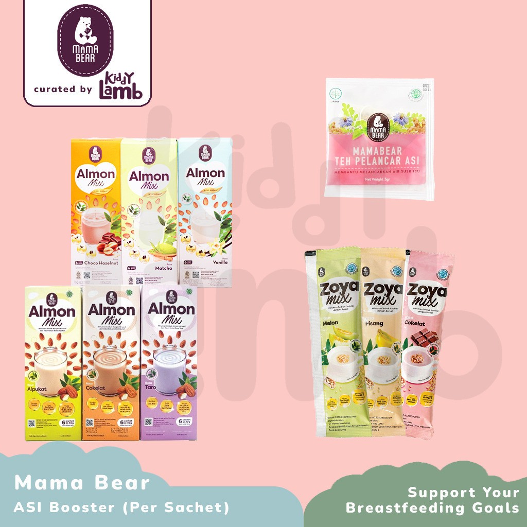 MamaBear Sachet Ecer AlmonMix ZoyaMix Tea ASI Booster / Pelancar ASI Susu Almond Soya Teh Mama Bear 