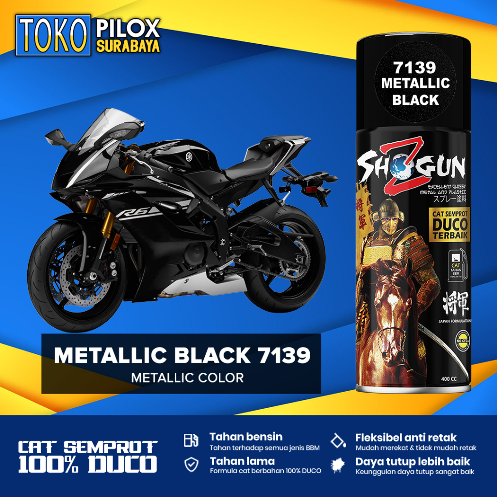 Cat Semprot Pilox Hitam Metalik Black - Shogun Z Duco Metallic Black 7139