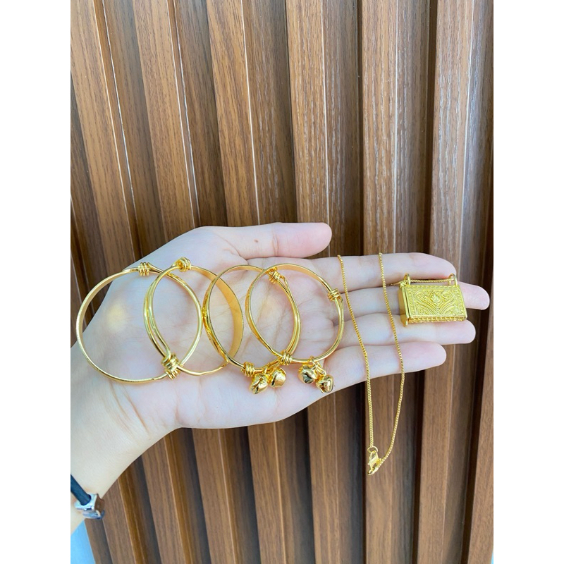 BEBYQUEENSHOP | SET 3 BULANAN BAYI KALUNG GELANG ALPAKA LAPIS EMAS XUPING ANTI IRITASI