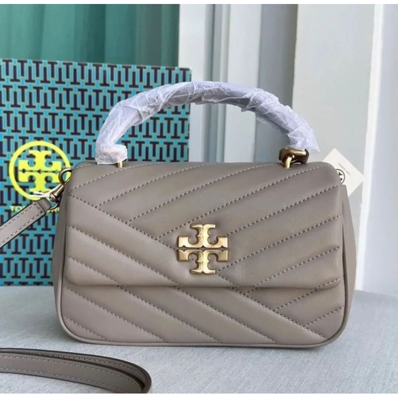 TB Kira Chevron Top Handle Bag Gray Heron