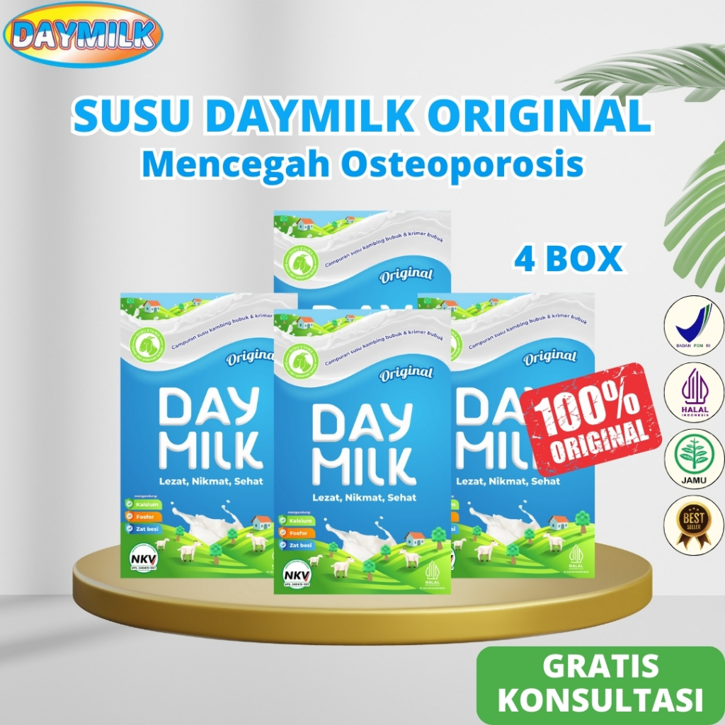 

DAYMILK Original 4 Box - Susu Kambing Etawa Original Rendah Gula Tinggi Kalsium untuk Anak & Dewasa