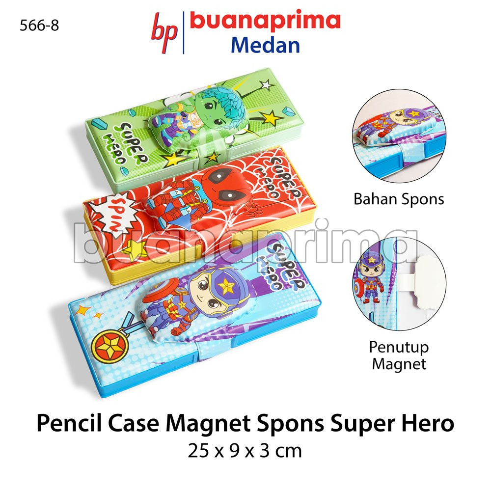 

Pencil Case MAGNET XPM-566-8 KLIP SPONS Bahan Soft 2 Pintu Super Hero Kotak Pensil Spon Lembut Karakter Lucu