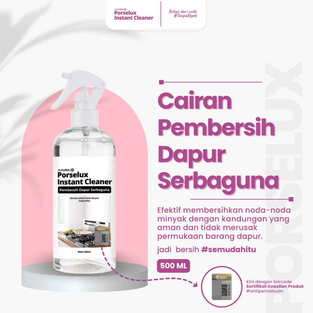 Porselux Pembersih Dapur Serbaguna Pembersih Kompor dan Noda Minyak Kemasan 220ml dan 500ml - Spray 