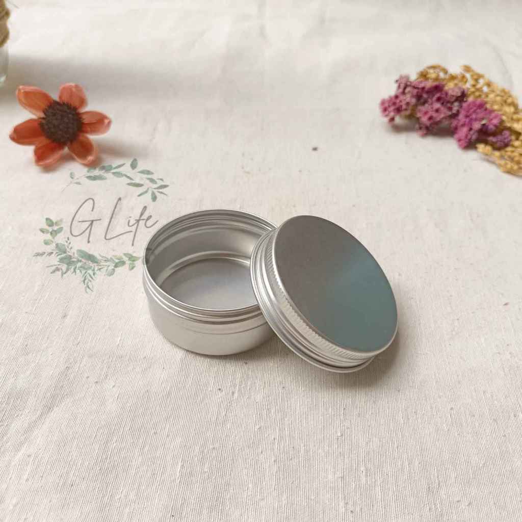 Pot Aluminium 50gr, Kaleng Pomade Aluminium Tin Can Lengkap dgn Seal, Kaleng Aluminium Bulat