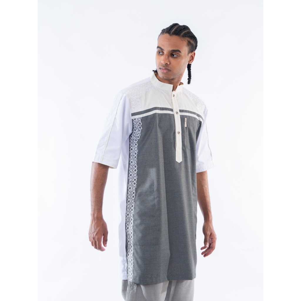 KAMILIANO Kurta Lengan Pendek Pria FARDEEN - GRAY